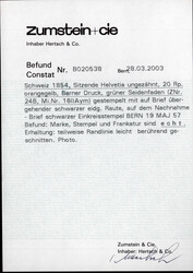 20 Rp Berner Druck, Rand tlw. berührt, auf Nachnahmebrief von BERN ...