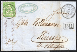 40 Rp grün, 3. Berner Periode, als EF auf Faltbrief v. LANGENTHAL 3 ...