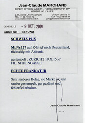 80 a. 70 C braun/gelb auf kl. R-Brief von Zürich n. Stuttgart (AKS) ...