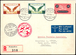 1940 Feldpost-R-Brief m. Luftpost u. drei Flugpostmarken von SAMADEN ...