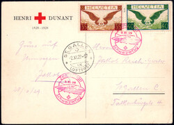 1929 Schweizflug, Karte m. allen Stpln. und MiNr. 233-34  ...
