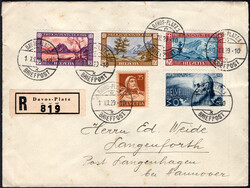 1929 Pro Juve a. Satz-R-FDC (winzige Briefpatina) v. Davos n. ...