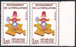 1,60 Fr Volkszählung im waag. Paar m. PF I auf der li. Marke, postfr ...