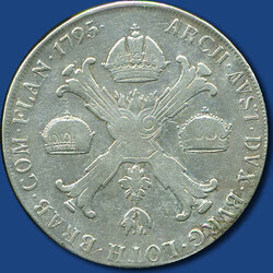 1 Kronentaler Franz II, 1795 A / Kopfbild n. re. / Astkreuz m. ...