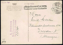 1928 farbige Karte "Winterspiele St. Moritz" m. bilds. Frankat. n. ...