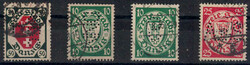 1921-1935, 4 Freimarken m. versch. Firmenlochungen, Marken teils ...