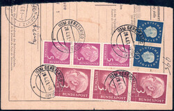 40 Pf Heuss-Medaillon im waagr. Paar m. ZuF 5 Pf u. 3 DM je im senkr. ...