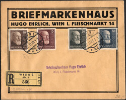 1928, 10. J. Republik, Orts-Satz-R-Bf. Wien, 2x rundgestpl. Pracht  ...