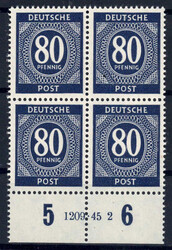 80 Pf Ziffer im UR-4er-Bl. m. guter HAN 1209.45 2, postfr. Luxus  ...