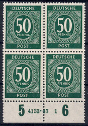 50 Pf Ziffer im UR-4er-Bl. m. guter HAN 4133.47 1, postfr. Luxus  ...