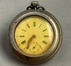 TASCHENUHR 800er Silber o. Hersteller, weißes Ziffernblatt, ...