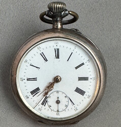 TASCHENUHR 800er Silber o. Hersteller, weißes Ziffernblatt, ...