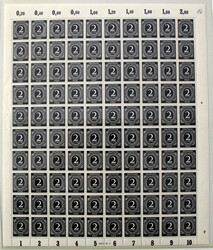 2 Pf Ziffer im Bogen m. DZ "kleines F" u. beiden PF, min. ...