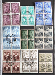 1941-1969 gr. E-Buch m. 250 gestpl. Viererbl. m. Ersttagsstempel, ...