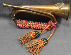 POSTHORN antikes Messing-Horn mit Rot/Blau/Weißer Kordel und ...