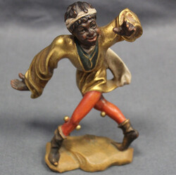 MORISKENTÄNZER "MOHR" Holzfigur, farbig bemalt m. Goldauflage, ...