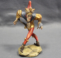 MORISKENTÄNZER "ZAUBERER" Holzfigur, Flötenspieler farbig bemalt m. ...