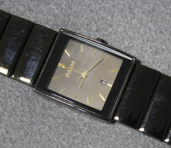 SEIKO PULSAR Keramik-Armbanduhr #7N82-X004, Quarz, Gehäuse ca. 25x29 ...