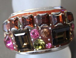 SWAROVSKI RING: Prächtiger Ring mit zahlreichen bunten Steinen, rund ...