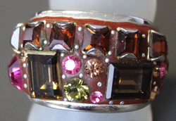 SWAROVSKI RING: Prächtiger Ring mit zahlreichen bunten Steinen, rund ...