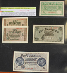 BANKNOTEN BESETZUNG WK I u. II, 68 versch. Scheine in untersch. ...