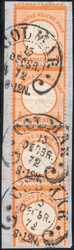 1/2 Gr orange im senkr. 4er-Streifen auf Pracht-Bfstck. m. ...