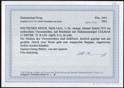 1/2 Gr orange im senkr. 4er-Streifen auf Pracht-Bfstck. m. ...
