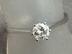 SOLITÄR-RING 585er Weißgold m. schönem Brillant, 0,53 Ct. W / PI ...