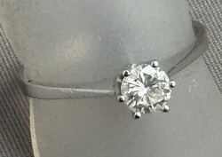 SOLITÄR-RING 585er Weißgold m. schönem Brillant, 0,53 Ct. W / PI ...
