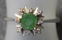 SMARAGD-RING 750er Weißgold m. schönem Smaragd in quadrat. Schliff ...