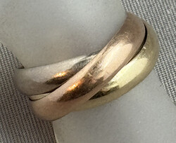 TRICOLOR-RING 585er Gold, 3 verbundene Ringe in den 3 Farben Weiß,- ...