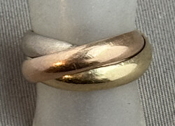 TRICOLOR-RING 585er Gold, 3 verbundene Ringe in den 3 Farben Weiß,- ...