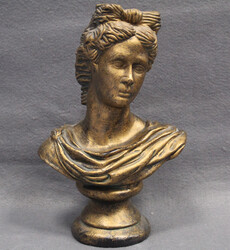 FRAUENBÜSTE: Torso aus Ton, Schwarz/Bronze Kopf leicht geneigt, Haar ...