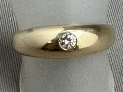 SOLITÄR-GOLDRING in 585er Gelbgold, nach oben breiter werdender ...