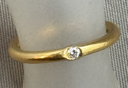 SOLITÄR-GOLDRING in 900er Gelbgold,schmaler Bandring, Kanten ...