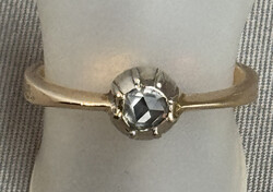 ANTIKER SOLITÄR-GOLDRING in 14 K Gelbgold, Diamant in Rosenschliff ...