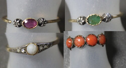 DIVERSE RINGELEI: 4 antike Ringe mit Silber &amp; Goldanteil, 1x ...