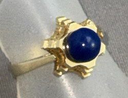 LAPIS-GOLDRING: 585er Gelbgold, 1 Lapislazuli-Perle (Ø ca. 6,6 mm.) ...