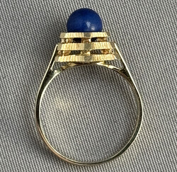 LAPIS-GOLDRING: 585er Gelbgold, 1 Lapislazuli-Perle (Ø ca. 6,6 mm.) ...