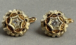 BLÜTEN-OHRSTECKER: 750er Gelbgold, antiker Ohrschmuck spät. 19. Jhd ...