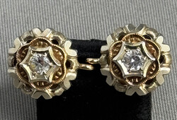 BLÜTEN-OHRSTECKER: 750er Gelbgold, antiker Ohrschmuck spät. 19. Jhd ...