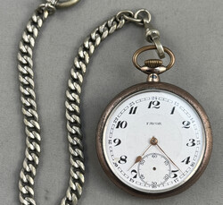 SILBER-TASCHENUHR "FAVOR", Rückendeckel m. Nadelstreifen u. freies ...