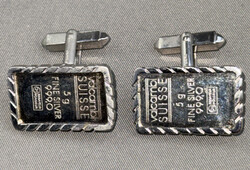 SILBER-MANSCHETTENKNÖPFE aus kl. Silberbarren "Valcambi Suisse" je 5 ...