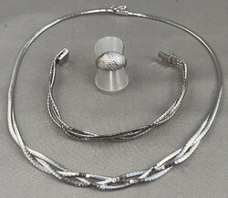 SILBER-SET: 835er Silber COLLIER nach unten 2-reihig miteinander ...