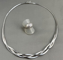 SILBER-SET: 835er Silber COLLIER nach unten 2-reihig miteinander ...