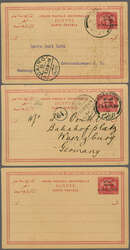 Egypt Stationery: 1907 5 m. carmine postal stationery card, ...