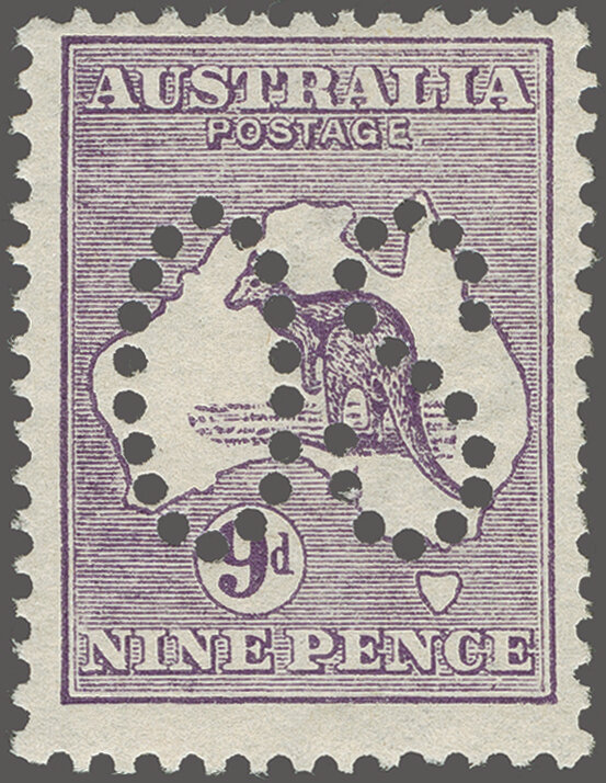 Officials 1913: 9 d. violet, Die II, large punctured OS, fresh colour ...