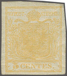 1850: 5 cent. yellow ochre (giallo ocra), Hand paper, a fine unused ...