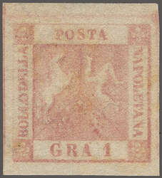 1859: 1 gr. rose lake (rosa carminio), Plate II, an unused example ...