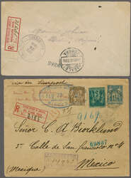 1886/1908: Two registered covers bearing rare US transit registered ...
